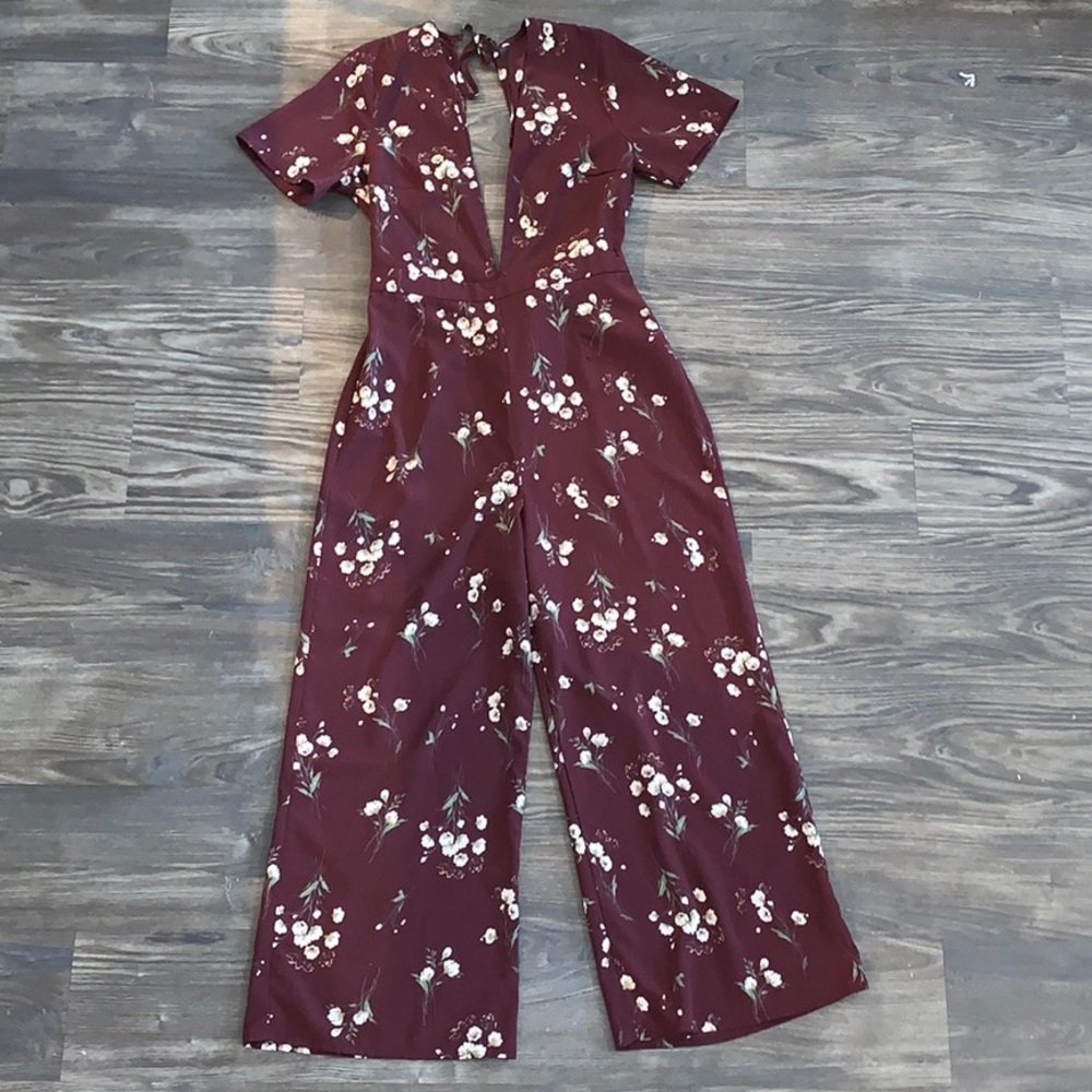 Low cut plum jump suit